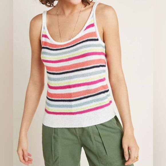 Cupcakes&Cashmere Wharf Striped Tank Top Size L - Picture 1 of 10
